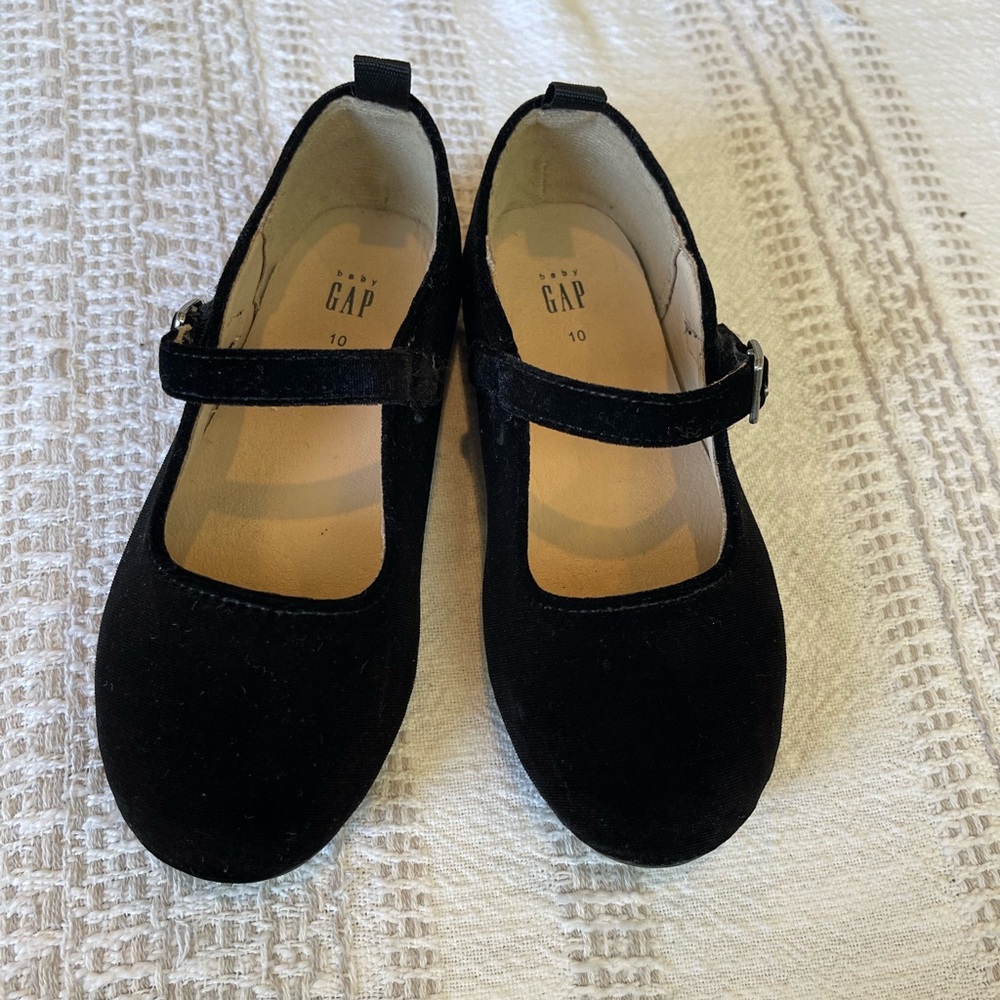 Gap Black Velvet Mary Jane Flats Toddler 10